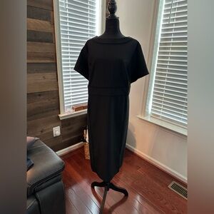 Lands' End Black Sheath Midi Dress for Work